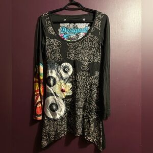 Desigual Black and Multicolor Artistic Tunic